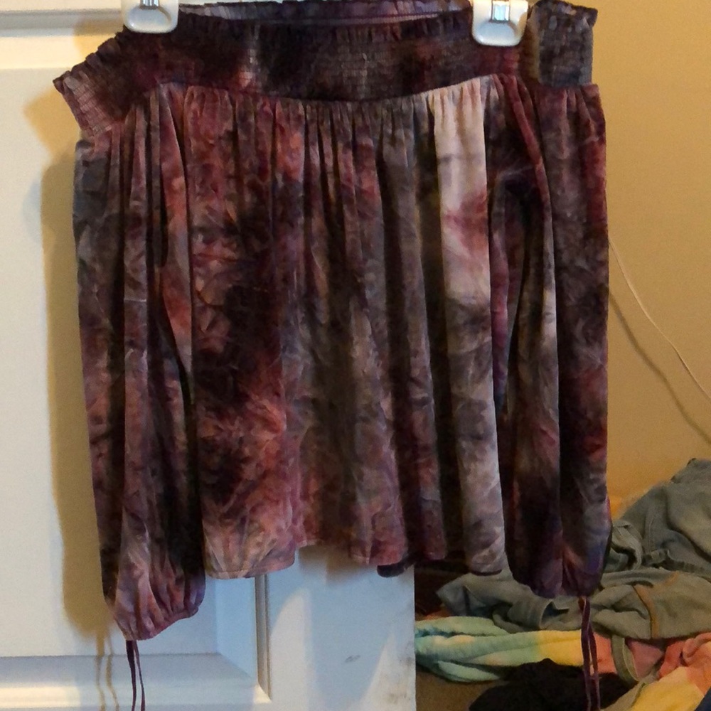 New Velvet Marble Off the Shoulder Blouse